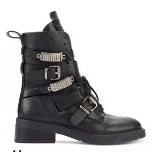DKNY Black Leather Ita Buckle Boot, size 10, EUC